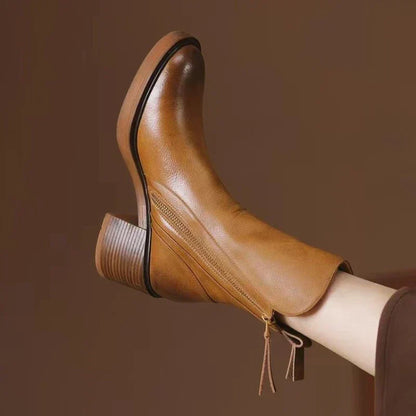 Women's Ankle Boots Zipper Block Heel