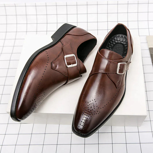 Men's Single Strap Buckle Dress Shoes - VibreMode
