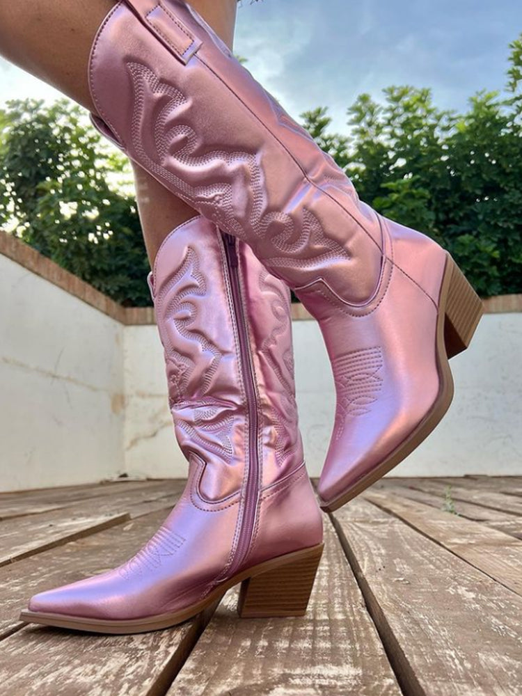 Women's Metallic Cowboy Boots Elegant