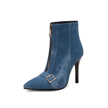 Women's Pointed Toe Boots Front Zip Closure