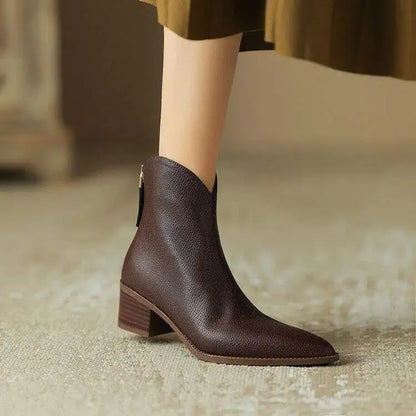Women's Pointed Ankle Boots Slip On Heel Design - VibreMode