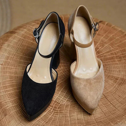 Women's Ankle Strap High Heel Pumps Block Heel
