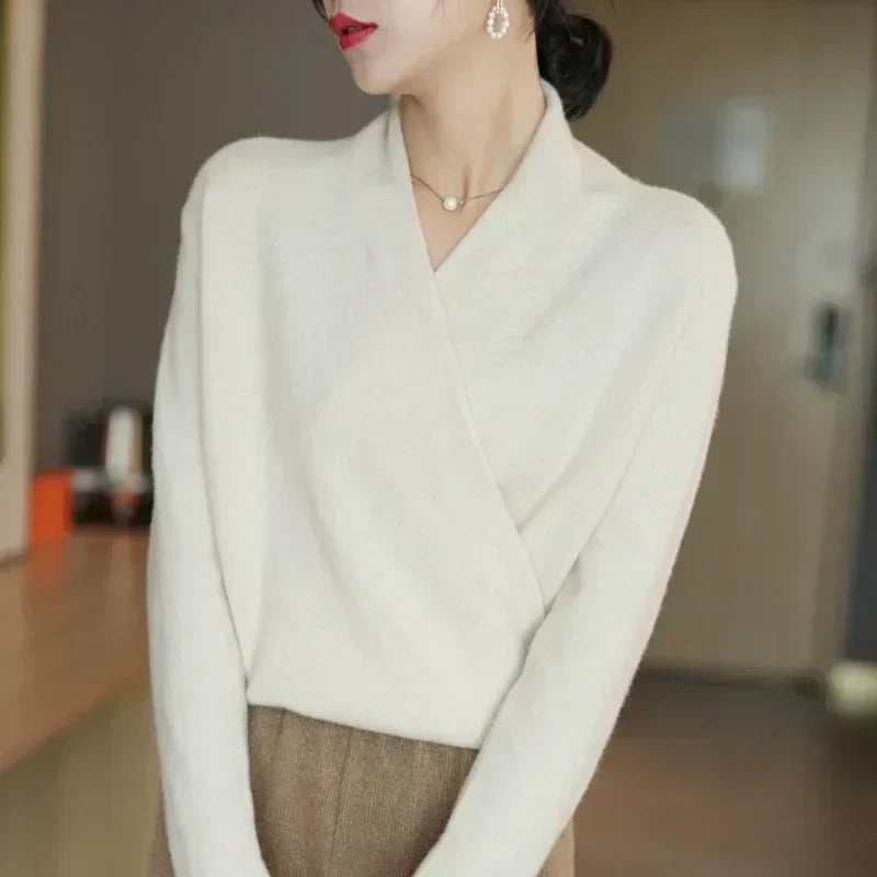 Cozy Spring Open Neck Knit Sweater - VibreMode