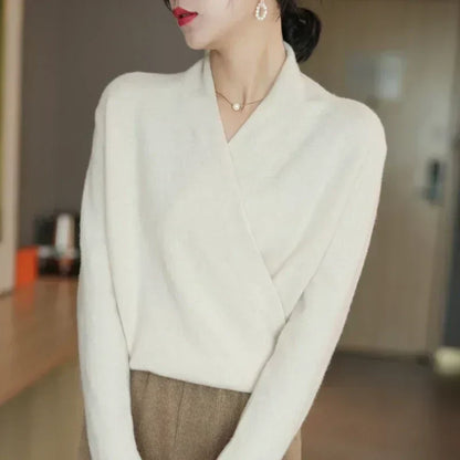 Cozy Spring Open Neck Knit Sweater - VibreMode