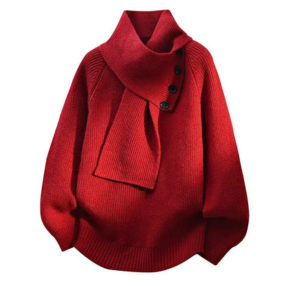 Women's Sweater Soft Scarf Neck Design