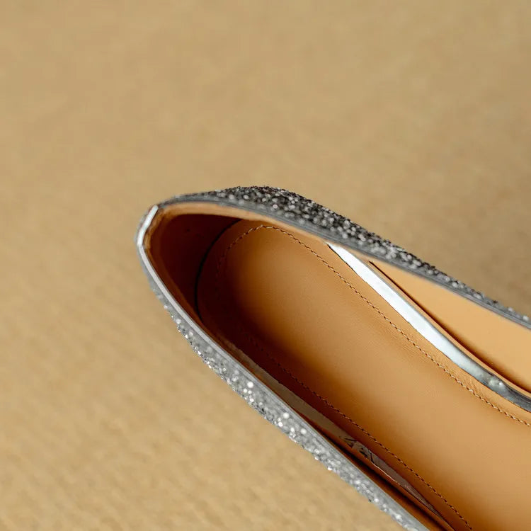 Sparkly High Heel Pumps with Crystal Strap Detail