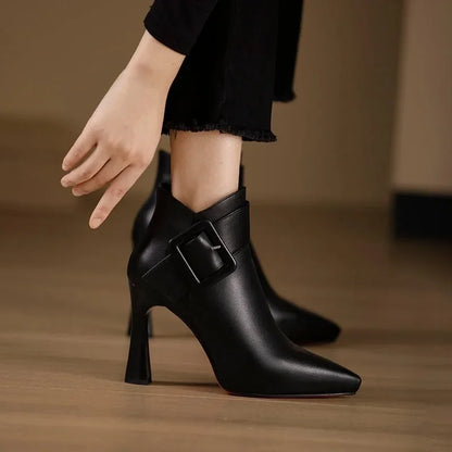 Women's Ankle Boots Buckle Strap Pointed Heel