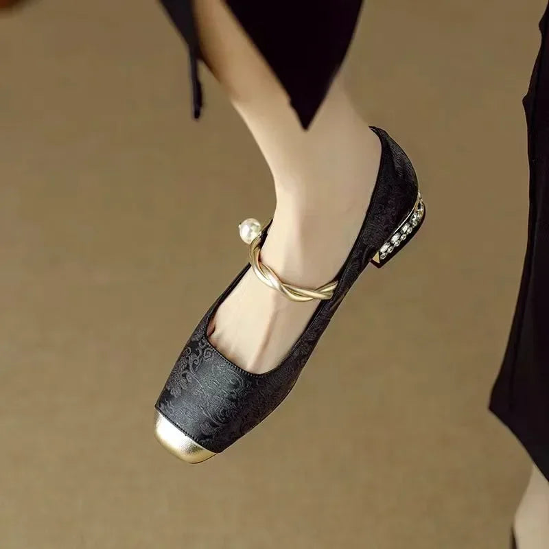 Sparkly Buckle Mary Jane Pumps for Women