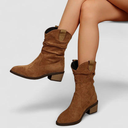 Women's Mid-Calf Block Heel Boots - VibreMode