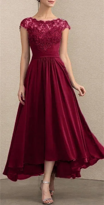 Elegant Women's Lace Chiffon Maxi Dress - VibreMode