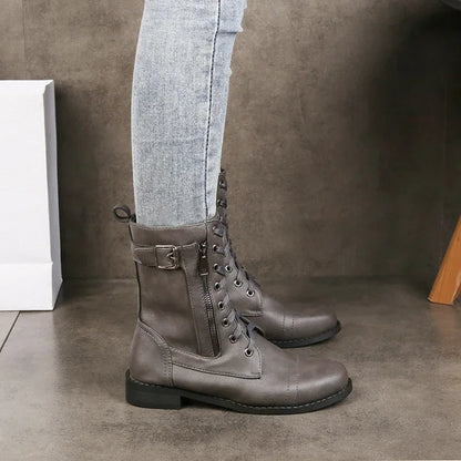 Women's Lace Up Boots Side Zip