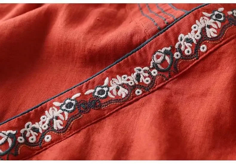 Women's Embroidered V-Neck Blouse