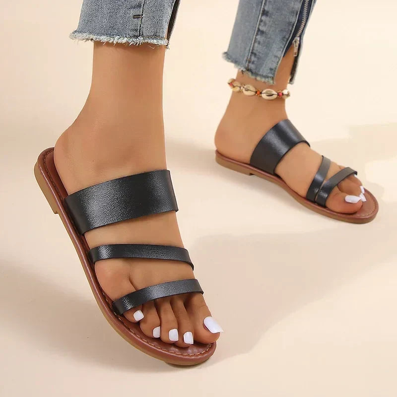 Women's Cushioned Flat Sandals Lilac