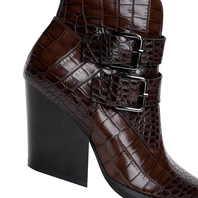 Women's Ankle Boots Textured Buckle Style