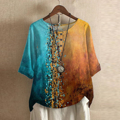 Women's Retro Print Blouse