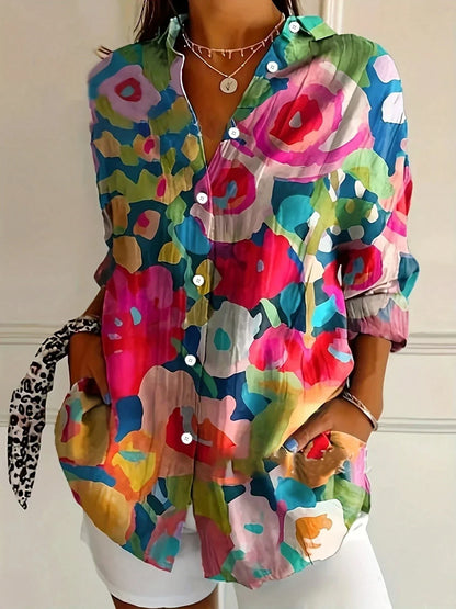 Women's Abstract Floral Print Blouse