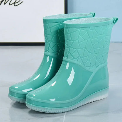 Women's Waterproof Rain Boots Mid-Calf Non-Slip Lightweight