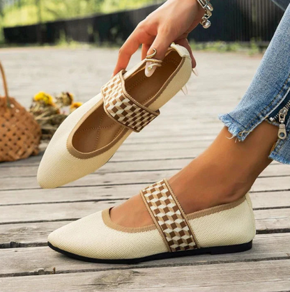Women's Pointed Toe Ballet Flats Elastic Knit Upper
