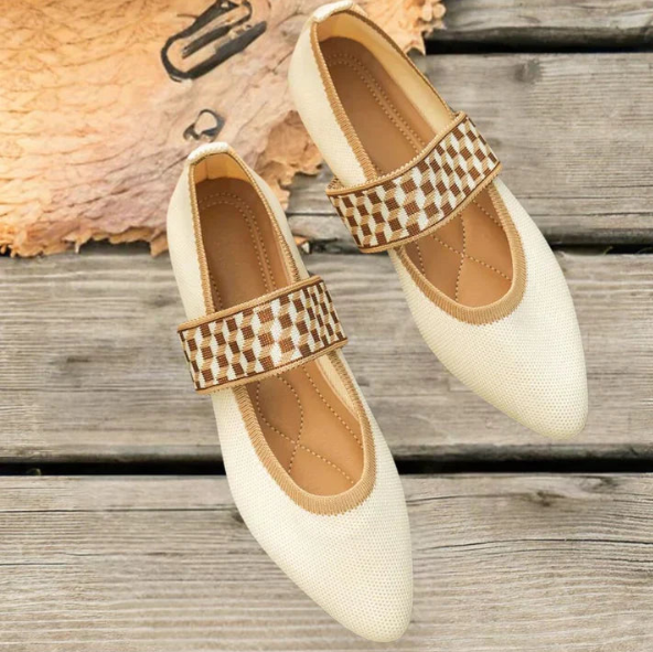 Women's Pointed Toe Ballet Flats Elastic Knit Upper