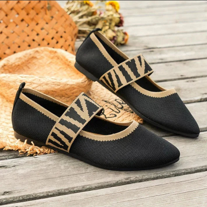 Women's Pointed Toe Ballet Flats Elastic Knit Upper