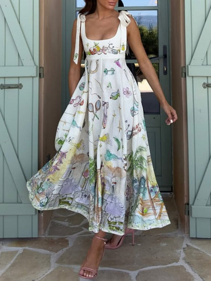 Women's Painted Ballet Tie Midi Dress - VibreMode