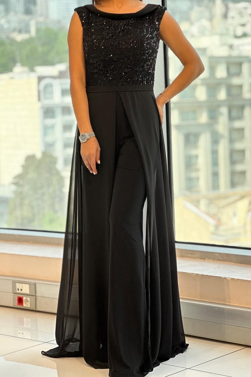 Women's Wide Leg Jumpsuit Skirt Overlay Pants - VibreMode