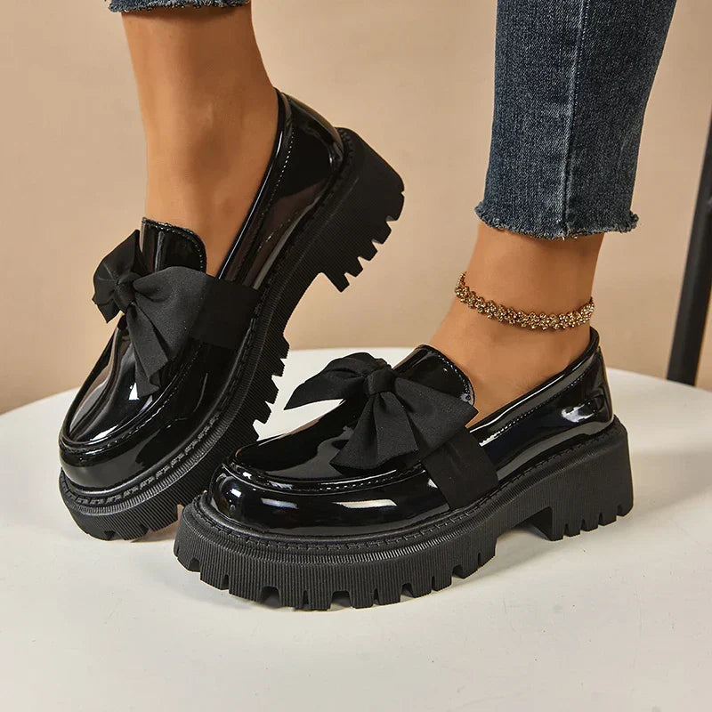 Comfortable Ladies Bow Detail Loafers Shoes