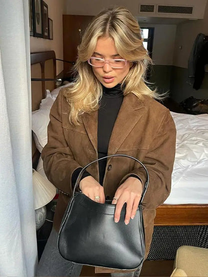 Women's Brown Suede Blazer