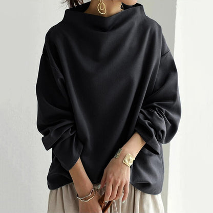 Women's Oversized Sweater High Neck Long Sleeve