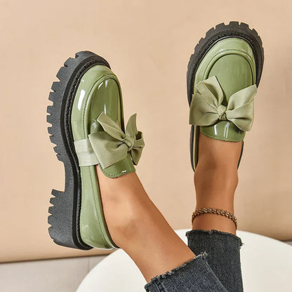 Comfortable Ladies Bow Detail Loafers Shoes