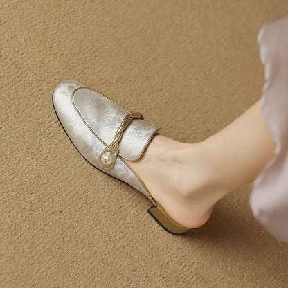 Women's Floral Embossed Square Toe Sandals