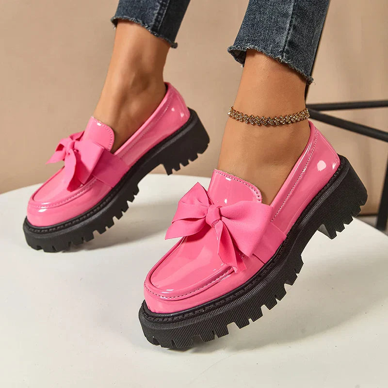 Comfortable Ladies Bow Detail Loafers Shoes