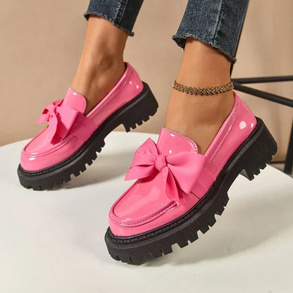 Comfortable Ladies Bow Detail Loafers Shoes