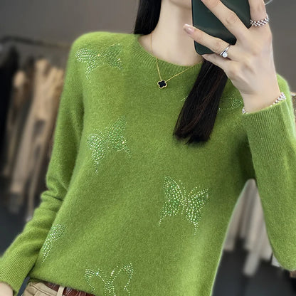 Women's Embellished Sweater Butterfly Design