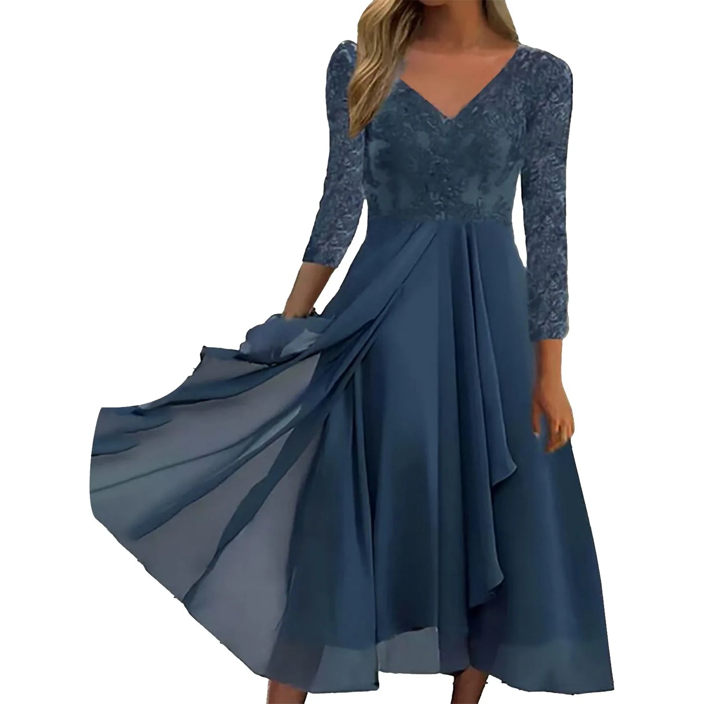 Beautiful Floral Lace Evening Gown - VibreMode