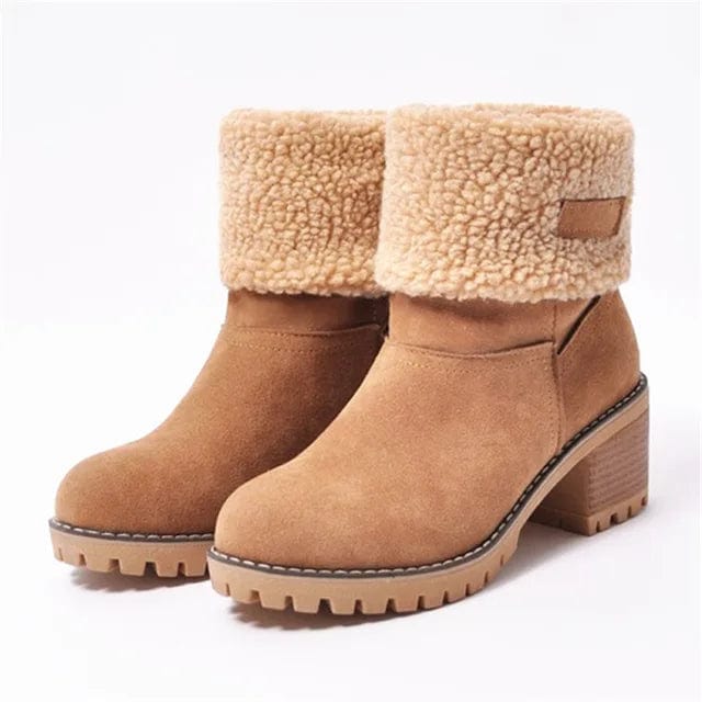 Women's Mid-Calf Block Heel Boots Lug Sole