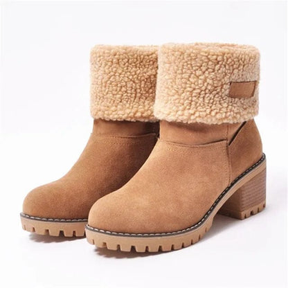 Women's Mid-Calf Block Heel Boots Lug Sole