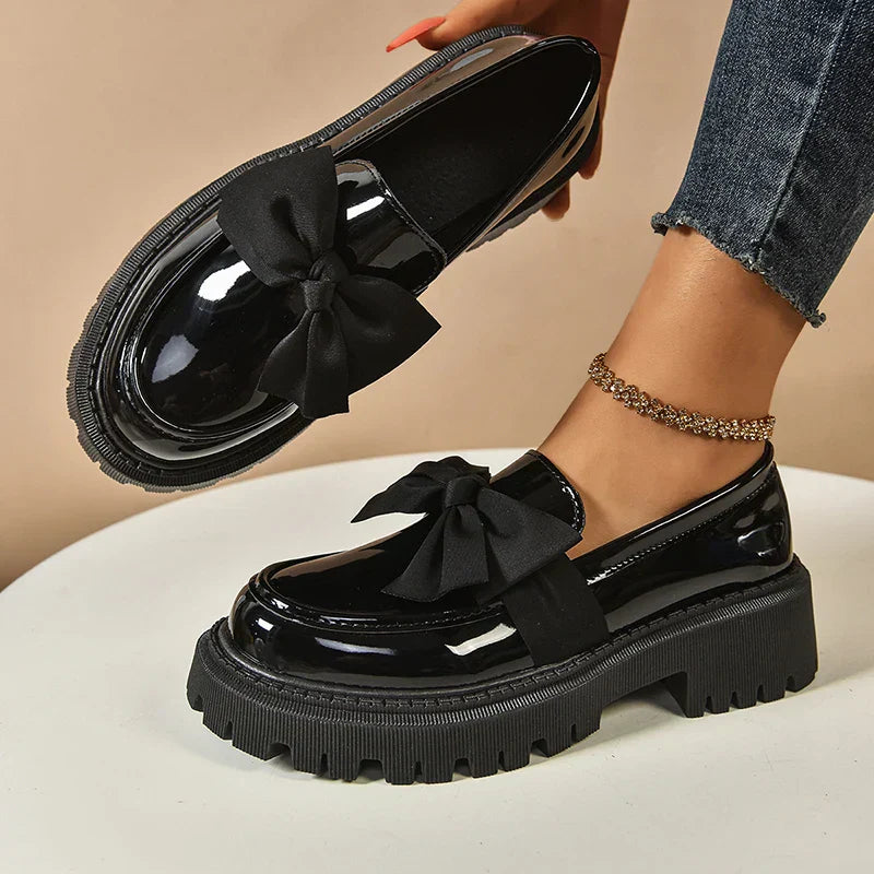Comfortable Ladies Bow Detail Loafers Shoes