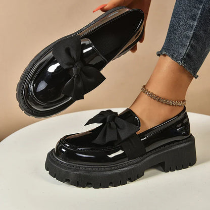 Comfortable Ladies Bow Detail Loafers Shoes