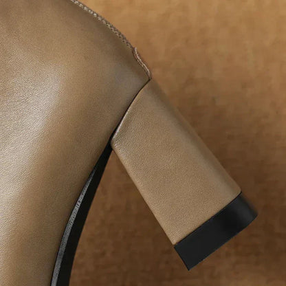 Women's Block Heel Boots Pointed Toe Closed