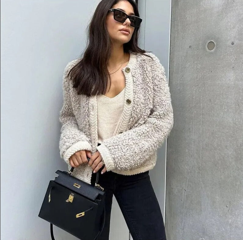 Women's Teddy Fleece Jacket Soft Button Front Casual