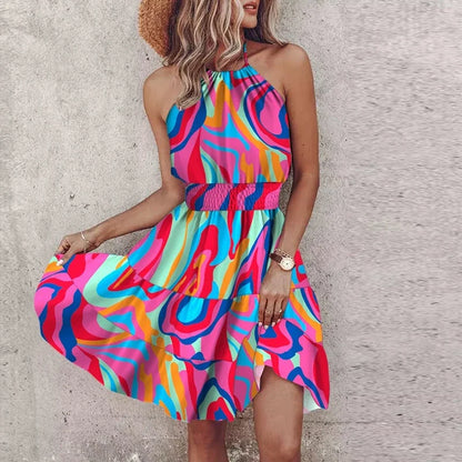 Chic V Neck Sleeveless Floral Mini Summer Dress