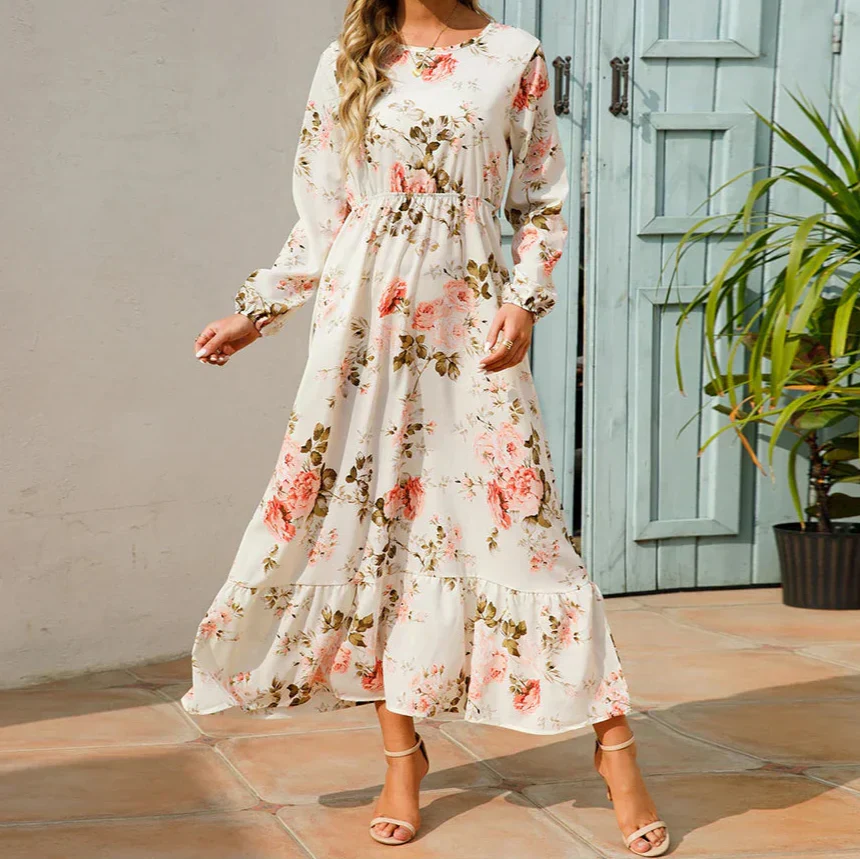 Women's Long Sleeve Maxi Floral Summer Dress