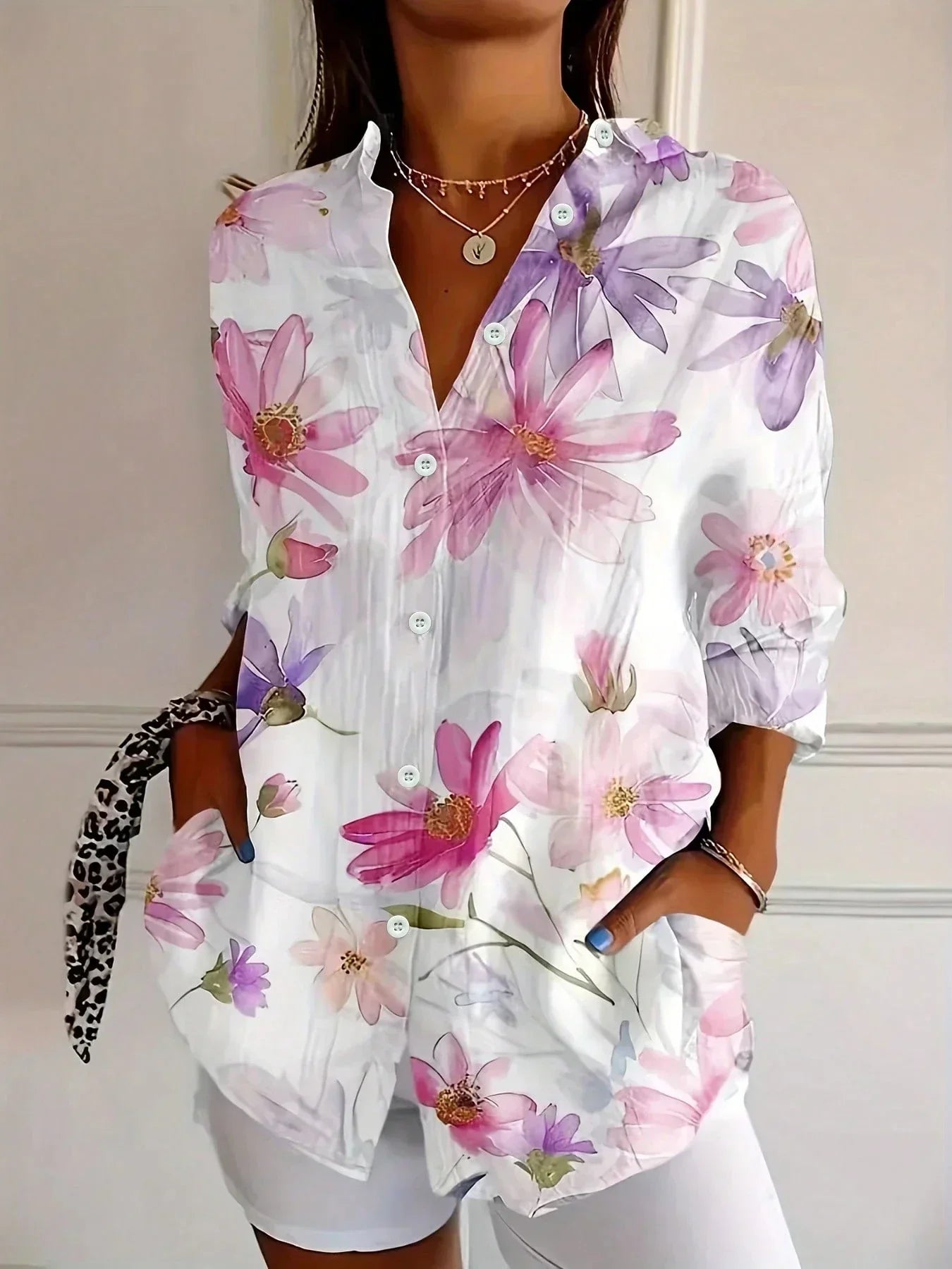 Women's Abstract Floral Print Blouse