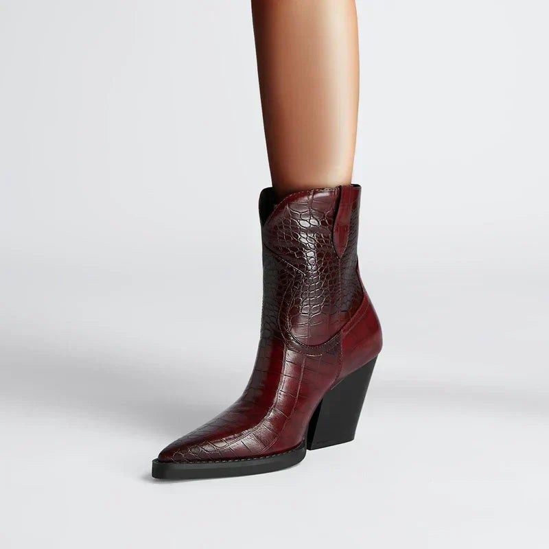 Women's Ankle Boots Croc Embossed - VibreMode