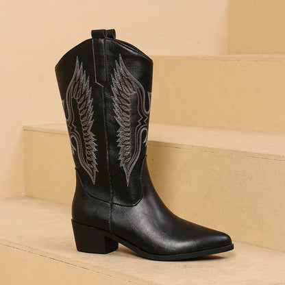 Women's Western Cowboy Embroidered Boots