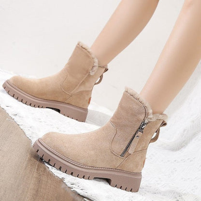 Women's Zipper Boots Round Toe