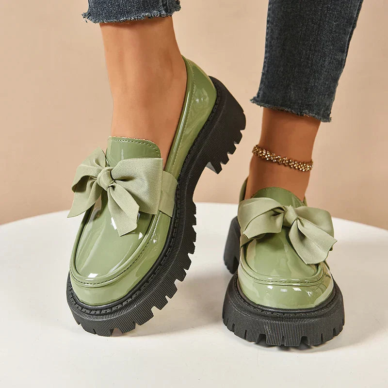 Comfortable Ladies Bow Detail Loafers Shoes