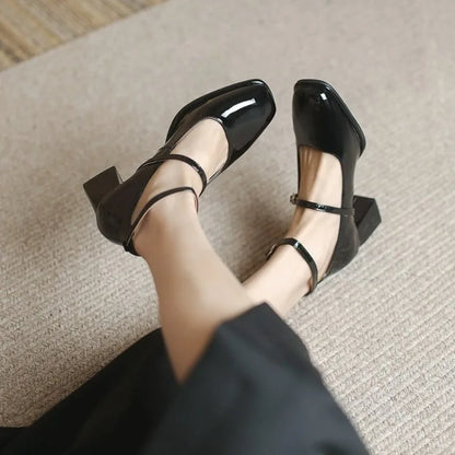 Low Heel Ankle Strap Mary Jane Shoes for Women