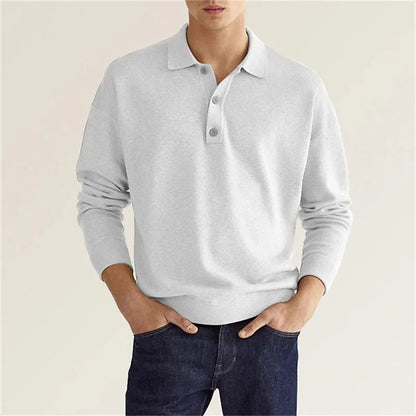 Men's Long Sleeve Polo Shirt Ribbed Cuffs